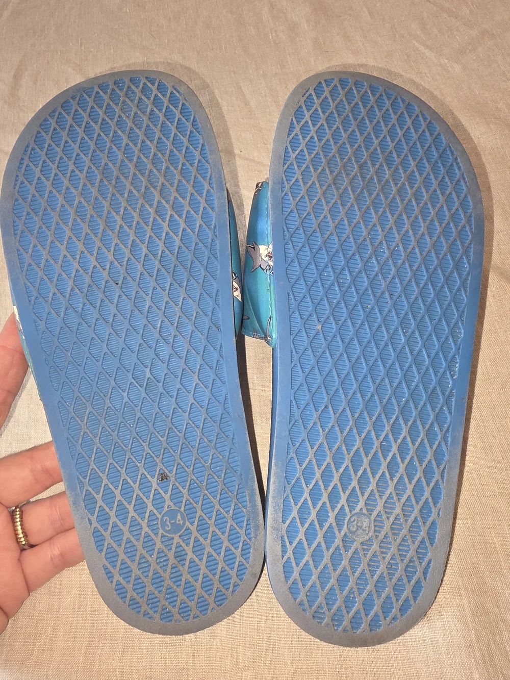 Old Navy Blue Shark-Print Slide Sandals